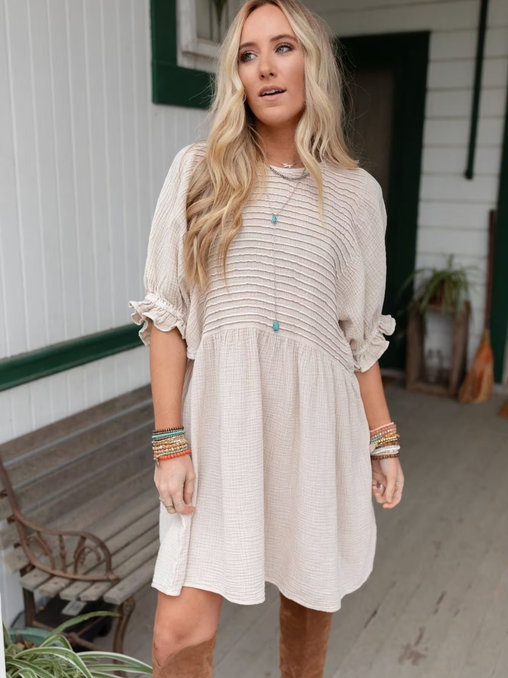 Three Bird Nest NWOT Quinn Puff Sleeve Mini Dress
